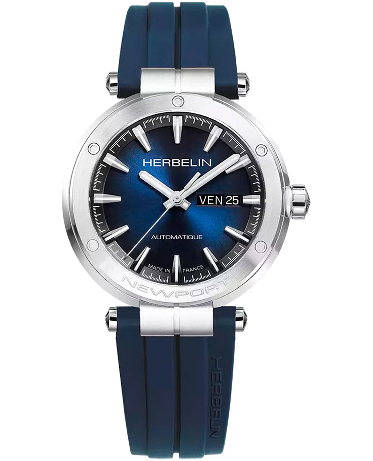 Herbelin Herbelin Newport 1768A15CB  1768A15CB механические мужские часы синий циферблат, браслет каучук — вид спереди