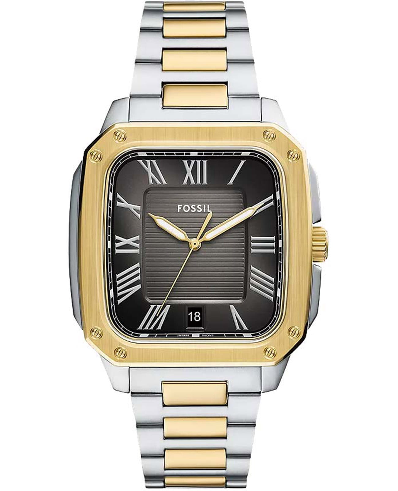 Fossil Fossil Crosby FS6123  FS6123 кварцевые мужские часы черный циферблат, браслет нержавеющая сталь с ip-покрытием — вид спереди