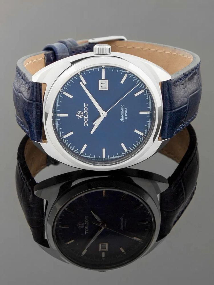 Полет Полет Селигер 8215.241272, байкал россия мужские часы на браслете кожаный боковой вид