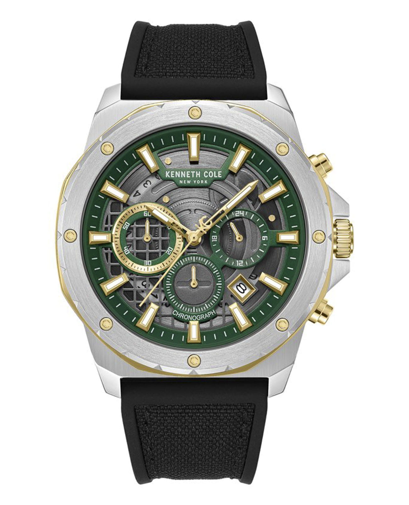 Kenneth Cole Kenneth Cole Extreme Sport KCWGO0087603  KCWGO0087603 кварцевые мужские часы зеленый циферблат, браслет нейлон — вид спереди