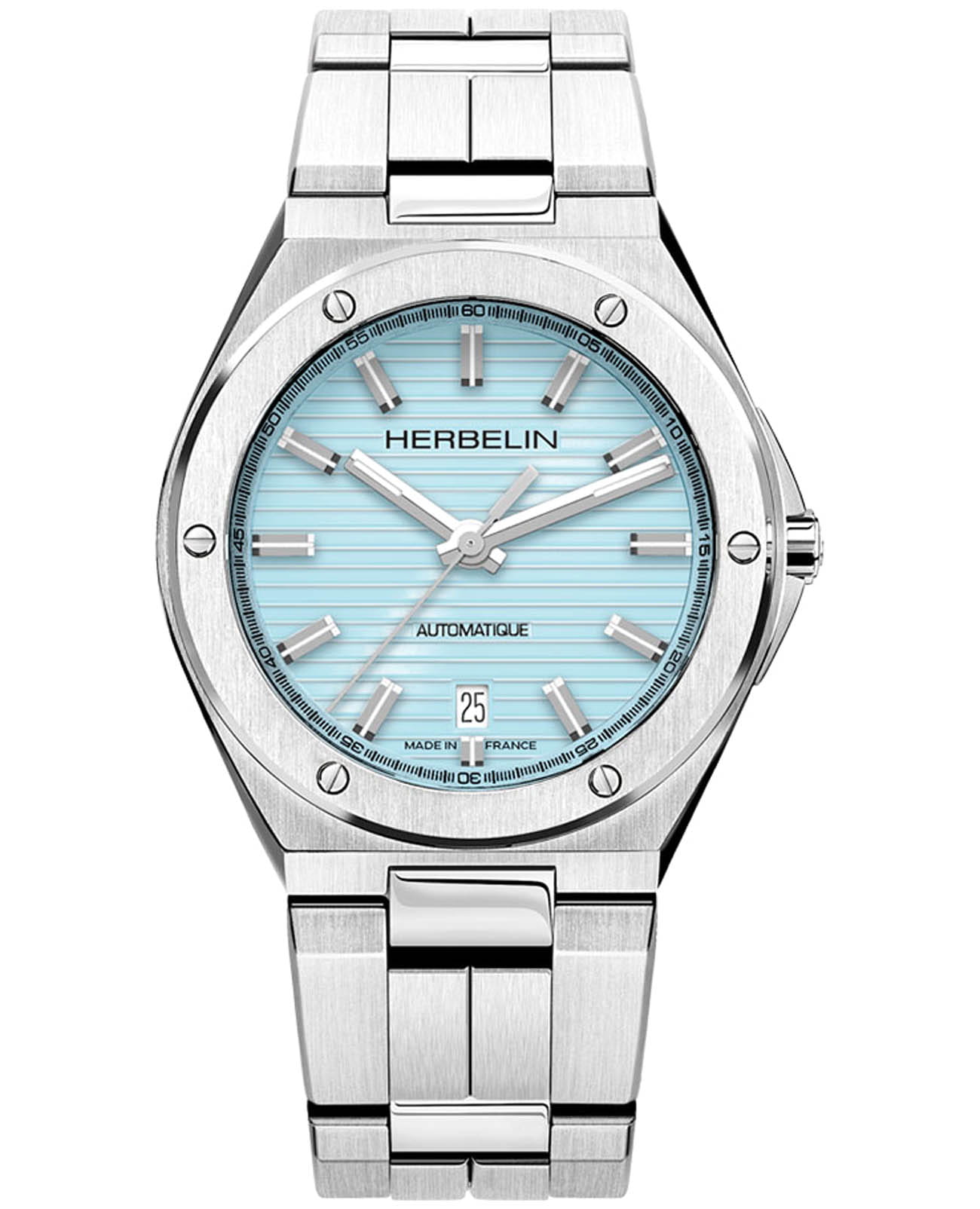 Herbelin Herbelin Cap Camarat 1645B25  1645B25 механические мужские часы голубой циферблат, браслет нержавеющая сталь — вид спереди
