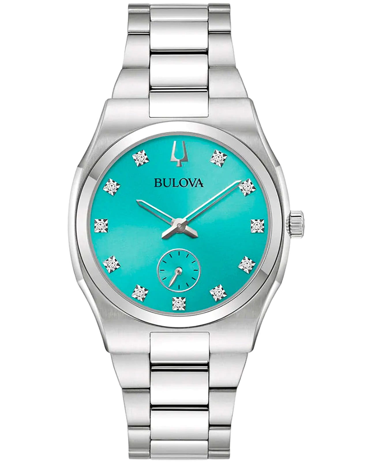 Bulova Bulova Surveyor 96P243  96P243 кварцевые женские часы бирюзовый циферблат, браслет нержавеющая сталь — вид спереди