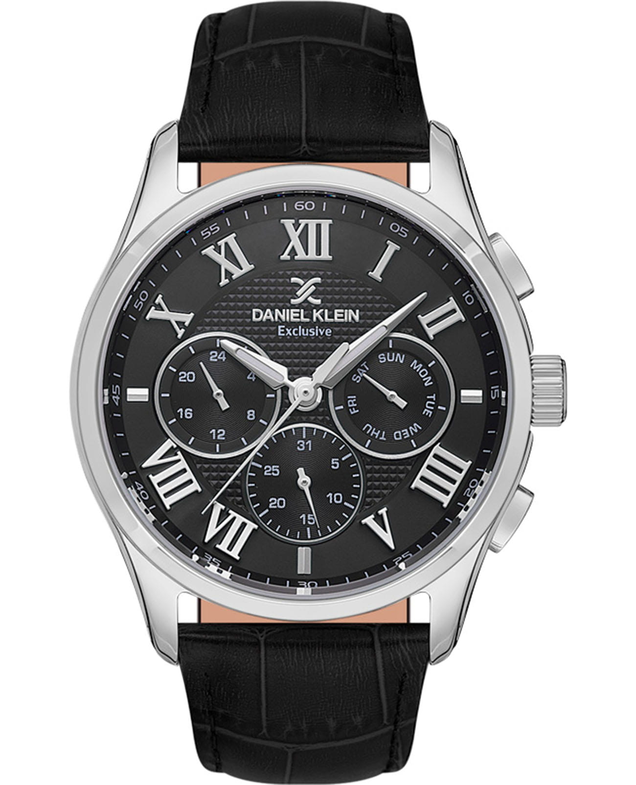 Daniel Klein Daniel Klein Exclusive DK.1.13676-2  DK.1.13676-2 кварцевые мужские часы черный циферблат, браслет кожаный — вид спереди