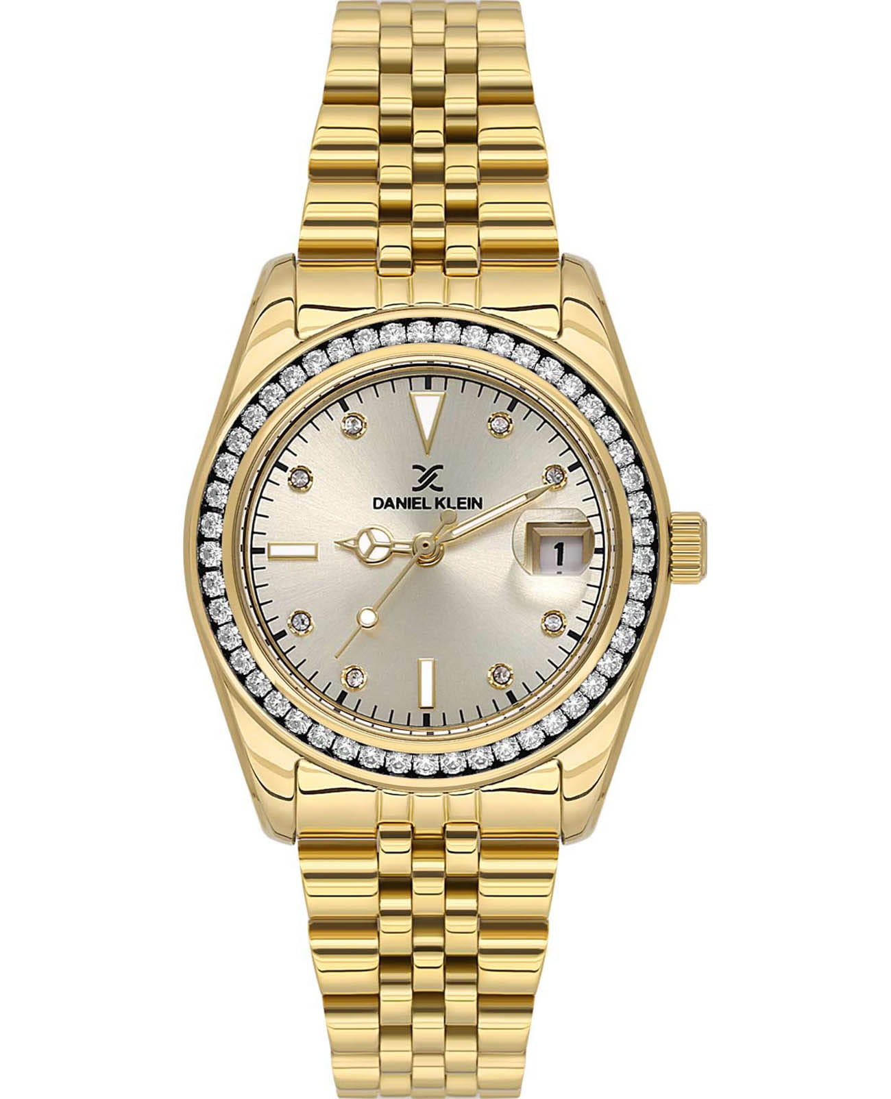 Daniel Klein Daniel Klein Premium DK.1.13715-2  DK.1.13715-2 кварцевые женские часы шампань циферблат, браслет нержавеющая сталь с ip-покрытием — вид спереди