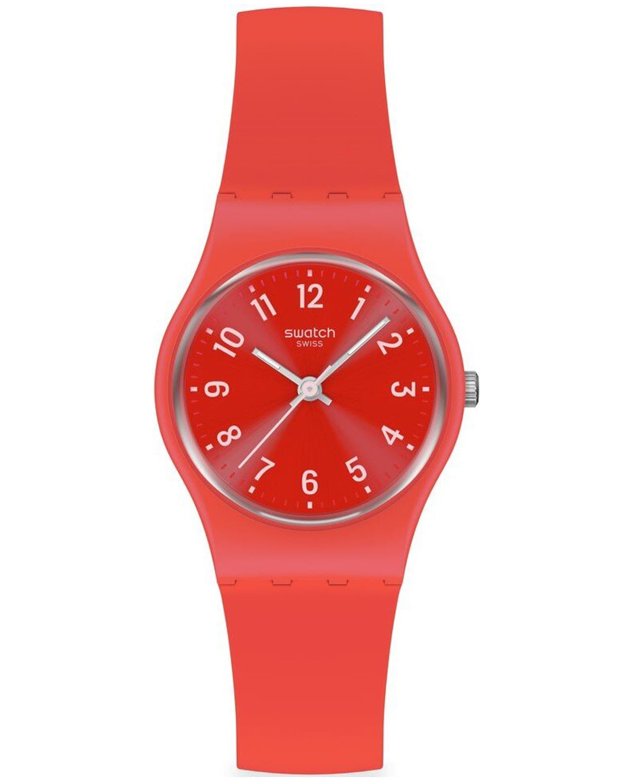 Swatch Swatch Lady LP165  LP165 кварцевые женские часы красный циферблат, браслет силикон — вид спереди