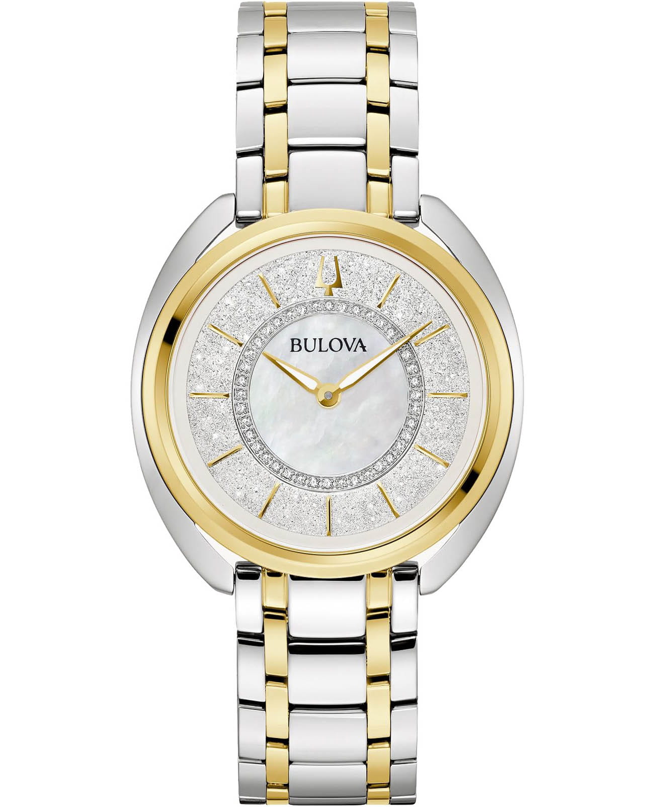 Bulova Bulova Duality 98X134  98X134 кварцевые женские часы серебристый циферблат, браслет нержавеющая сталь с ip-покрытием — вид спереди