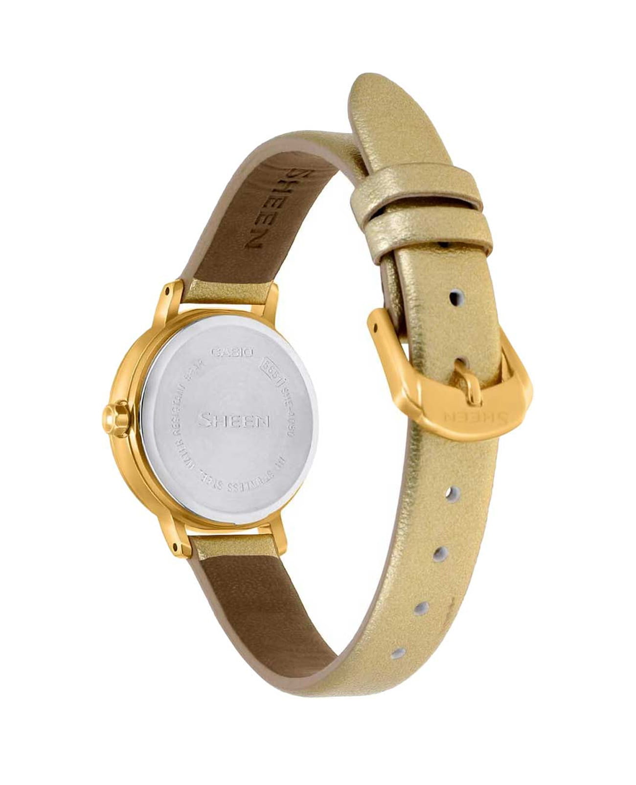 Casio Casio Sheen SHE-4060GL-9A, sheen япония женские часы на браслете кожаный боковой вид