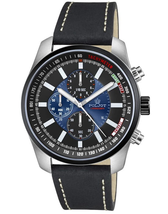 Полет Полет Эльбрус VD55.291235  VD55.291235 кварцевые мужские часы синий циферблат, браслет кожаный — вид спереди