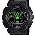Casio Casio G-Shock GA-100C-1A3 GA-100 GA-100C-1A3 электронные мужские часы черный циферблат, браслет пластик — вид спереди