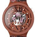 Swatch Swatch Big Bold Biosourced Lacquered SB05C100  SB05C100 кварцевые мужские часы коричневый циферблат, браслет биоматериал — вид спереди