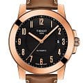 Tissot Tissot Gentleman Swissmatic T098.407.36.052.01 Gentleman T0984073605201 механические мужские часы черный циферблат, браслет кожаный — вид спереди