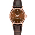 Mido Mido Baroncelli M7600.3.64.8  M76003648 механические женские часы золотой циферблат, браслет кожаный — вид спереди
