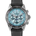 Jacques Lemans Jacques Lemans Liverpool Diver 1-2206E  1-2206E кварцевые мужские часы голубой циферблат, браслет кожа + силикон — вид спереди