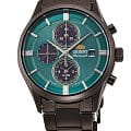Orient Orient Chronograph RA-TY0001E  RA-TY0001E кварцевые мужские часы  зеленый циферблат, браслет нержавеющая сталь — вид спереди