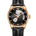 Hamilton Hamilton Jazzmaster Open Heart Auto H32735731  H32735731 механические мужские часы черный циферблат, браслет кожаный — вид спереди