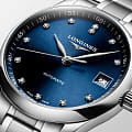 Longines Longines Master Collection L2.357.4.97.6 механические женские часы часы, крупный план синий циферблат