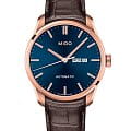 Mido Mido Belluna Sunray M024.630.36.041.00  M0246303604100 механические мужские часы синий циферблат, браслет кожаный — вид спереди