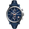 Fossil Fossil Carlie  ES4113  ES4113 кварцевые женские часы синий циферблат, браслет кожаный — вид спереди