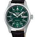 Seiko Seiko 5 Sports SRPJ89K1  SRPJ89K1 механические мужские часы зеленый циферблат, браслет кожаный — вид спереди