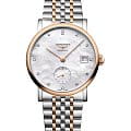 Longines Longines Elegant Collection L4.312.5.87.7  L43125877 механические женские часы  перламутровый циферблат, браслет нержавеющая сталь и 18 каратное розовое золото — вид спереди