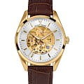 Jacques Lemans Jacques Lemans Automatic 1-2087E  1-2087E механические мужские часы  золотой циферблат, браслет кожаный — вид спереди