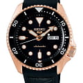 Seiko Seiko 5 Sports SRPD76K1  SRPD76K1 механические мужские часы черный циферблат, браслет кожа + силикон — вид спереди