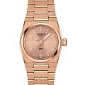 Tissot Tissot PRX 25 mm T137.010.33.506.00  T1370103350600 кварцевые женские часы золотой циферблат, браслет нержавеющая сталь с pvd-покрытием — вид спереди