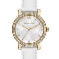 Michael Kors Michael Kors Corey MK2985  MK2985 кварцевые женские часы серебристый циферблат, браслет кожаный — вид спереди