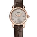 Mido Mido Baroncelli Lady Twenty Five M039.007.36.076.00  M0390073607600 механические женские часы серебристый циферблат, браслет кожаный — вид спереди