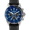 Jacques Lemans Jacques Lemans Liverpool Diver 1-2206B  1-2206B кварцевые мужские часы синий циферблат, браслет кожа + силикон — вид спереди