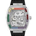 Philipp Plein Philipp Plein The Skeleton PWBAA1423  PWBAA1423 механические мужские часы серебристый циферблат, браслет силикон — вид спереди