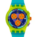 Swatch Swatch Chrono 42 Standard SUSJ404  SUSJ404 кварцевые женские часы синий циферблат, браслет силикон — вид спереди