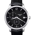 Tissot Tissot Tradition GMT T063.639.16.057.00 Tradition T0636391605700 кварцевые мужские часы черный циферблат, браслет кожаный — вид спереди