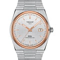 Tissot Tissot PRX Powermatic 80 T137.407.21.031.00  T1374072103100 механические мужские часы  серебристый циферблат, браслет нержавеющая сталь — вид спереди