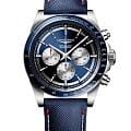 Longines Longines Conquest L3.835.4.91.2  L38354912 механические мужские часы синий циферблат, браслет тканевый — вид спереди