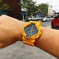 Casio Casio G-Shock GA-100A-9ADR (GA-100A-9A) электронные мужские часы часы крупный план черный циферблата