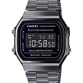 Casio Casio Collection A168WGG-1BDF (A168WGG-1B) Retro A168WGG-1B кварцевые мужские часы черный циферблат, браслет сталь с ip покрытием — вид спереди