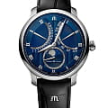 Maurice Lacroix Maurice Lacroix Masterpiece Moonphase Retrograde MP6608-SS001-410-1  MP6608-SS001-410-1 механические мужские часы синий циферблат, браслет кожаный — вид спереди