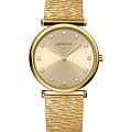 Longines Longines La Grande Classique L4.512.2.33.8  L45122338 кварцевые женские часы  золотой циферблат, браслет сталь c pvd покрытием — вид спереди