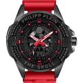 Philipp Plein Philipp Plein The Skull PWAAA2424  PWAAA2424 кварцевые мужские часы черный циферблат, браслет силикон — вид спереди