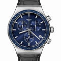 Swatch Swatch I New Chrono YVS496  YVS496 кварцевые женские часы синий циферблат, браслет кожаный — вид спереди