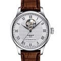 Tissot Tissot Le Locle Powermatic 80 Open Heart T006.407.16.033.01 Le Locle Automatic T0064071603301 механические мужские часы  серебристый циферблат, браслет кожаный — вид спереди