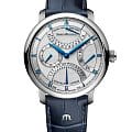 Maurice Lacroix Maurice Lacroix Masterpiece Triple Retrograde MP6538-SS001-110-1  MP6538-SS001-110-1 механические мужские часы  серебристый циферблат, браслет кожаный — вид спереди