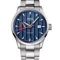 Mido Mido Multifort Power Reserve M038.424.11.041.00  M0384241104100 механические мужские часы синий циферблат, браслет нержавеющая сталь — вид спереди