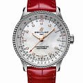 Breitling Breitling Navitimer Automatic 35 A17395211A1P5  A17395211A1P5 механические женские часы перламутровый циферблат, браслет кожаный — вид спереди