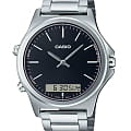 Casio Casio Collection MTP-VC01D-1EUDF (MTP-VC01D-1E)  MTP-VC01D-1E кварцевые мужские часы черный циферблат, браслет нержавеющая сталь — вид спереди