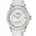 Tissot Tissot T-Classic Luxury Automatic T086.207.16.116.00  T0862071611600  механические женские часы  перламутровый циферблат, браслет кожаный — вид спереди