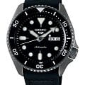 Seiko Seiko 5 Sports SRPD65K3  SRPD65K3 механические мужские часы черный циферблат, браслет кожа + силикон — вид спереди