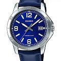 Casio Casio Collection MTP-V004L-2BUDF (MTP-V004L-2B)  MTP-V004L-2B кварцевые мужские часы синий циферблат, браслет кожаный — вид спереди