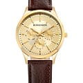 Romanson Romanson TL0B10FLG(GD)  TL0B10FLG(GD) кварцевые женские часы золотой циферблат, браслет кожаный — вид спереди